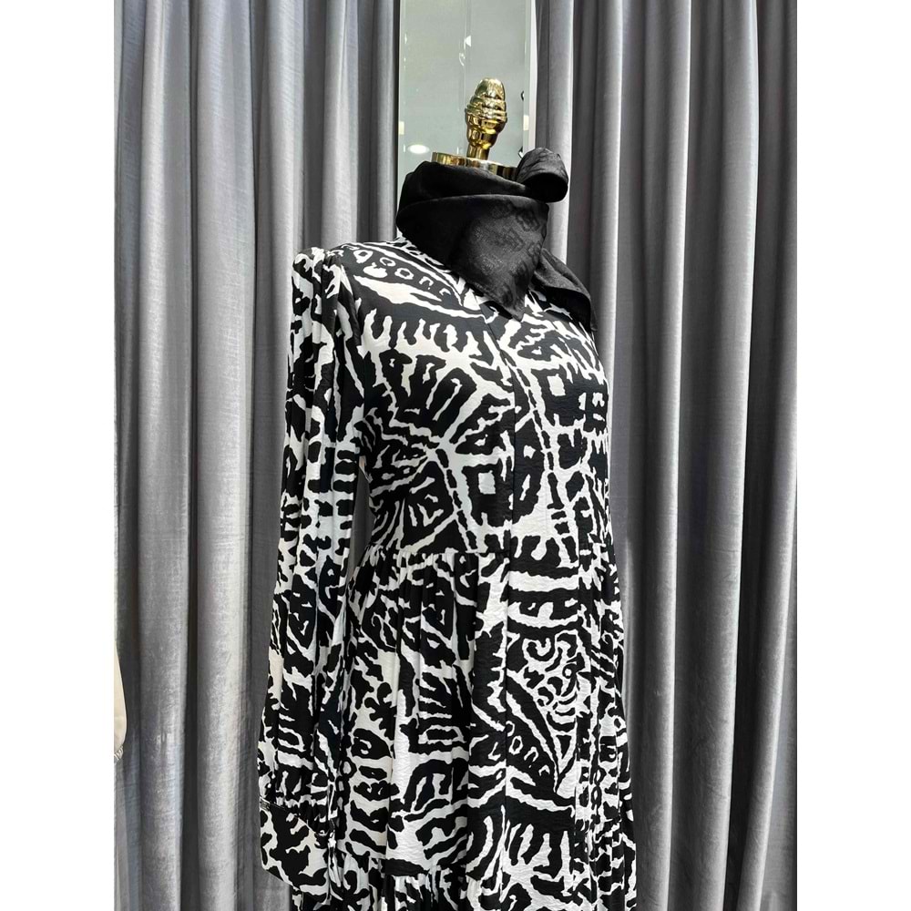 ZÜHRE MUSE ELBİSE - SİYAH-BEYAZ - 38