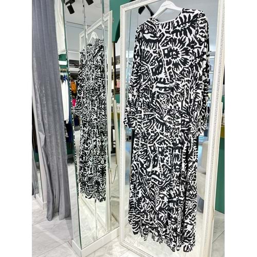 ZÜHRE MUSE ELBİSE - SİYAH-BEYAZ - 44