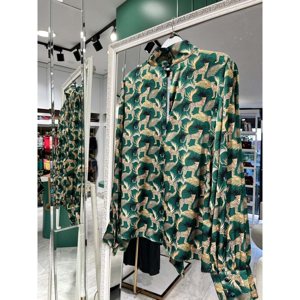 NARS KAPLANLI KREP BLUZ - DESENLİ - 2