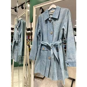 SELİNADA TAŞLI KOT CEKET - AÇIK MAVİ - 40