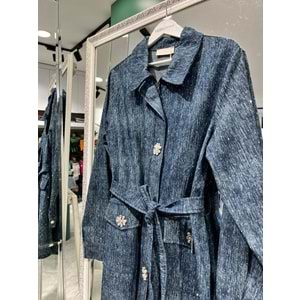 SELİNADA TAŞLI KOT CEKET - LACİVERT - 44