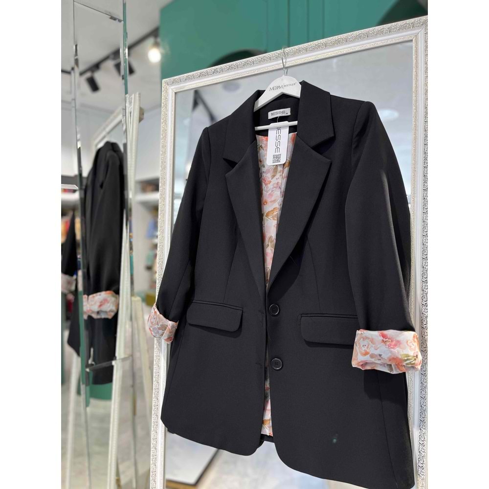 MISSESSE ASTARLI BLAZER CEKET 6002 - SİYAH - M