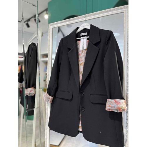 MISSESSE ASTARLI BLAZER CEKET 6002 - SİYAH - M