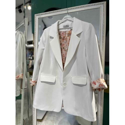 MISSESSE ASTARLI BLAZER CEKET 6002 - BEYAZ - XL