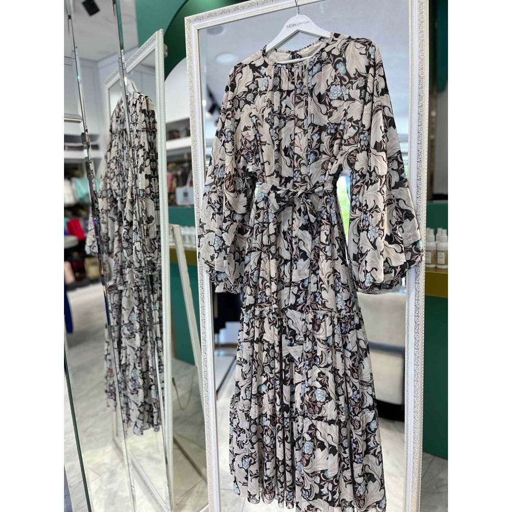 ADN ŞİFON ELBİSE DESENLİ - DESENLİ - 1