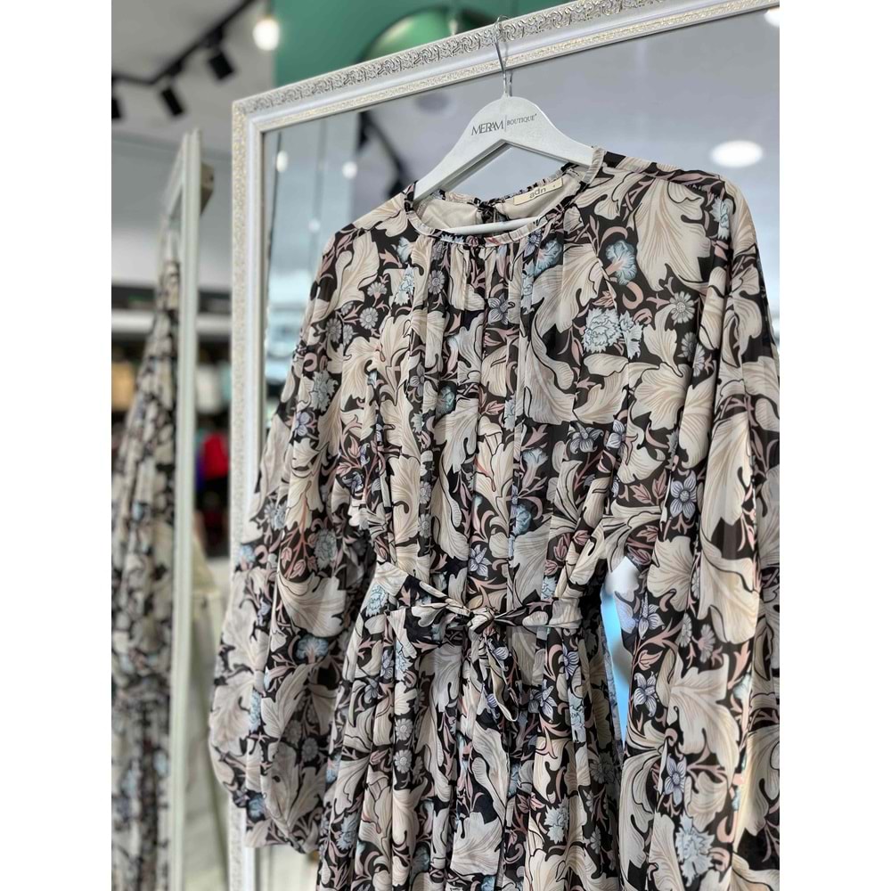 ADN ŞİFON ELBİSE DESENLİ - DESENLİ - 1