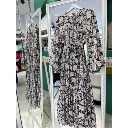 ADN ŞİFON ELBİSE DESENLİ