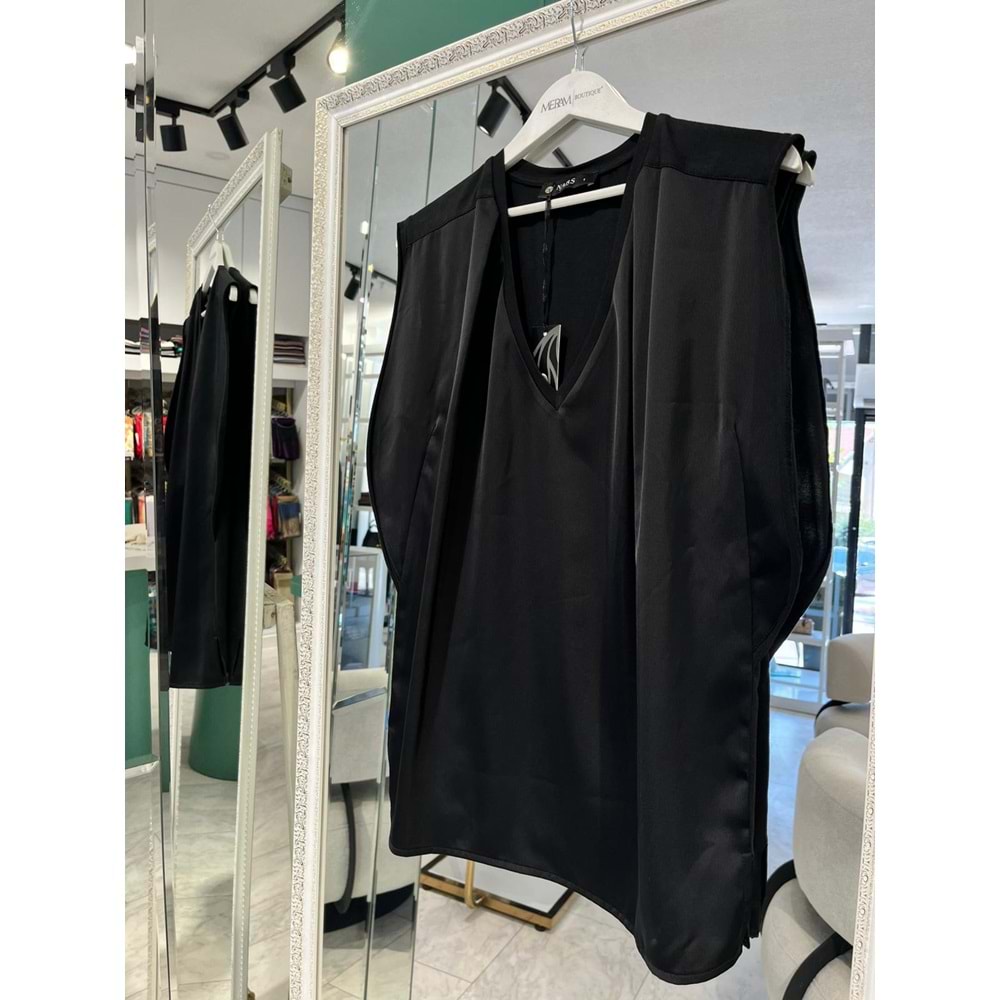 NARS BLUZ V YAKA - SİYAH - 1