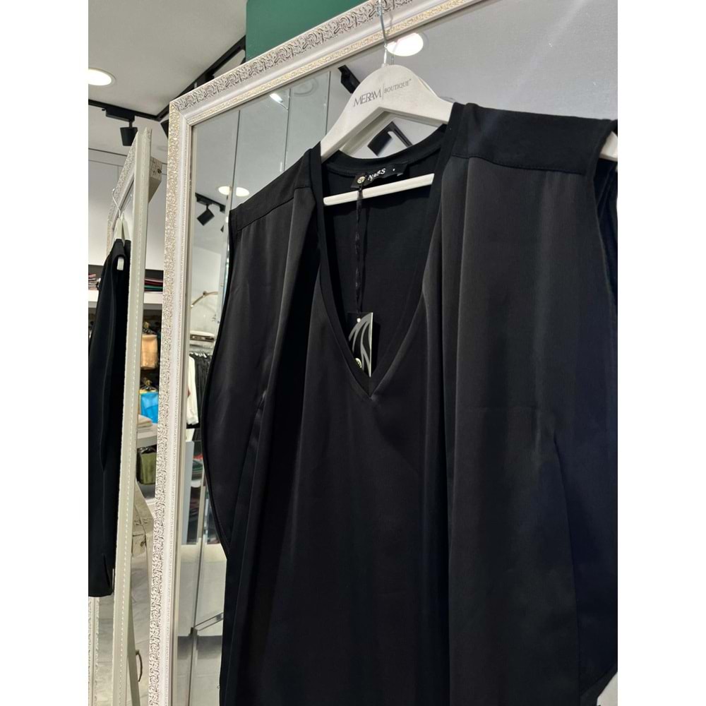 NARS BLUZ V YAKA - SİYAH - 1