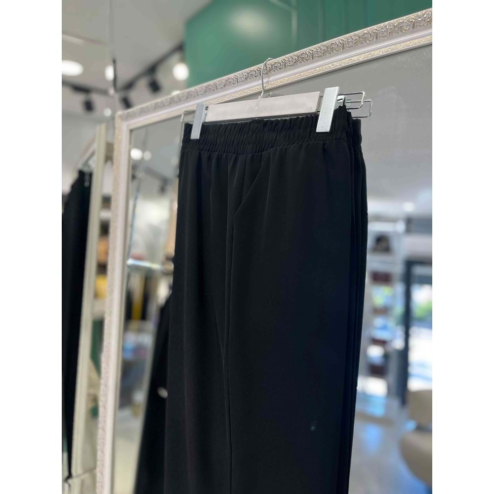 DUHAS BOL PAÇA KREP PANTOLON - SİYAH - 48