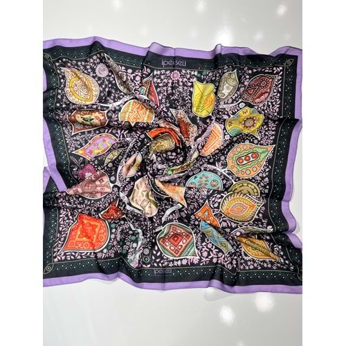 İPEKSELİ PAMUKLU EŞARP KARIŞIK DESEN - 4