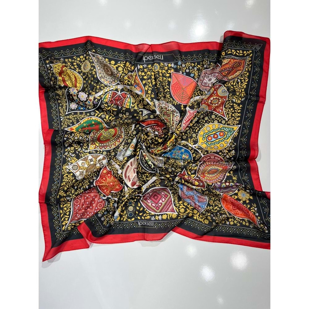 İPEKSELİ PAMUKLU EŞARP KARIŞIK DESEN - 5