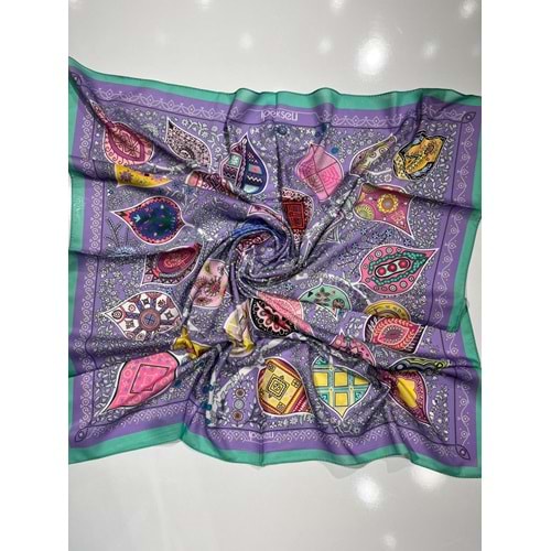 İPEKSELİ PAMUKLU EŞARP KARIŞIK DESEN - 6