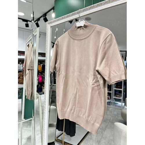 BEYS DESIGN KISA KOLLU TRİKO İÇLİK - CAMEL
