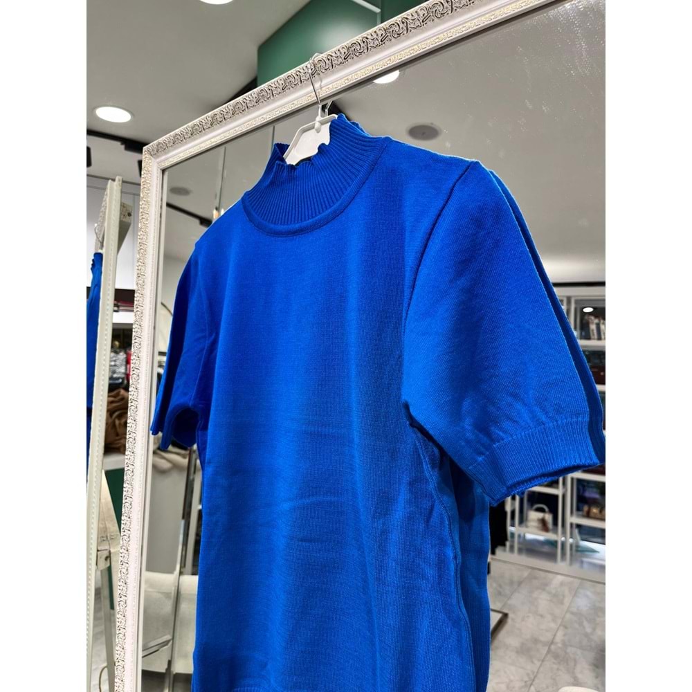 BEYS DESIGN KISA KOLLU TRİKO İÇLİK - SAKS MAVİSİ
