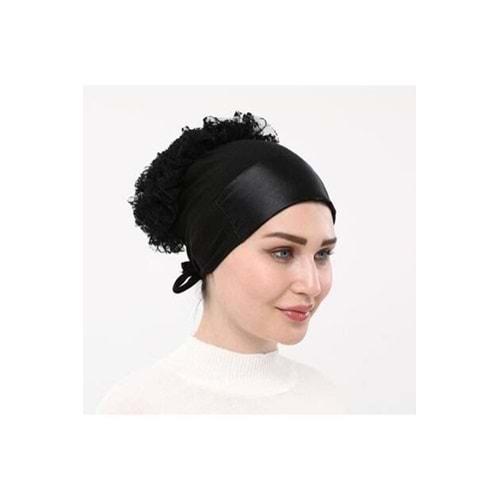 MRM FIRFIRLI SATEN BONE - SİYAH