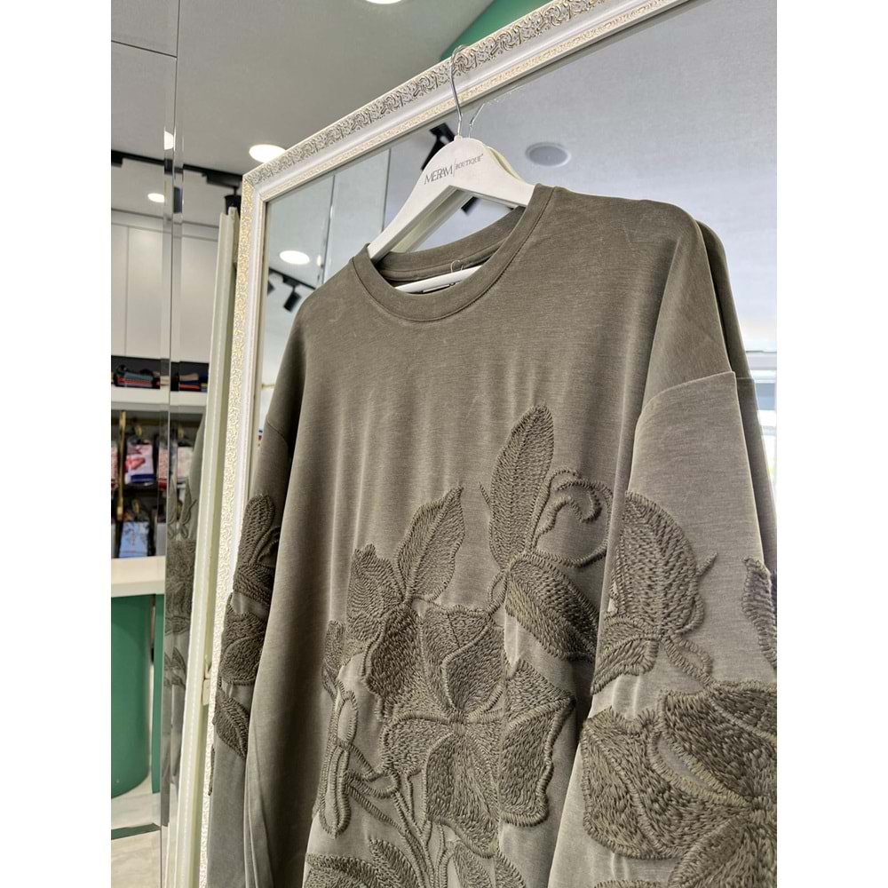 ADN İŞLEMELİ SWEAT ÖRME CUPRA - HAKİ - 1
