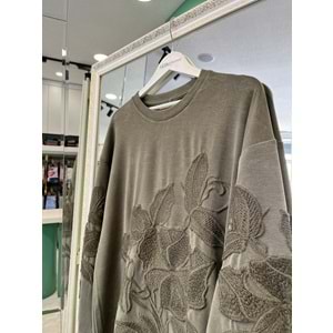 ADN İŞLEMELİ SWEAT ÖRME CUPRA - HAKİ - 1