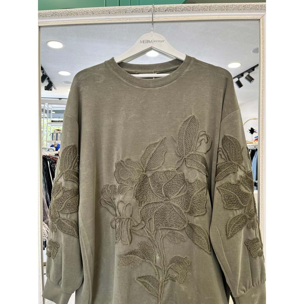 ADN İŞLEMELİ SWEAT ÖRME CUPRA - HAKİ - 1