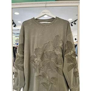 ADN İŞLEMELİ SWEAT ÖRME CUPRA - HAKİ - 1