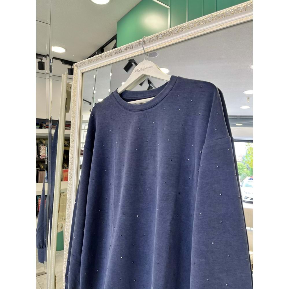 ADN MİNİK TAŞLI SWEAT ÖRME CUPRA - LACİVERT - 4