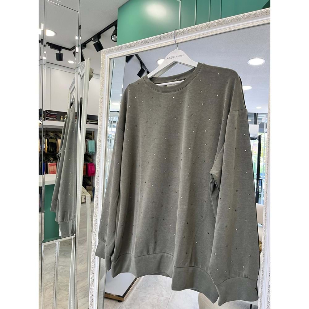 ADN MİNİK TAŞLI SWEAT ÖRME CUPRA - HAKİ - 3