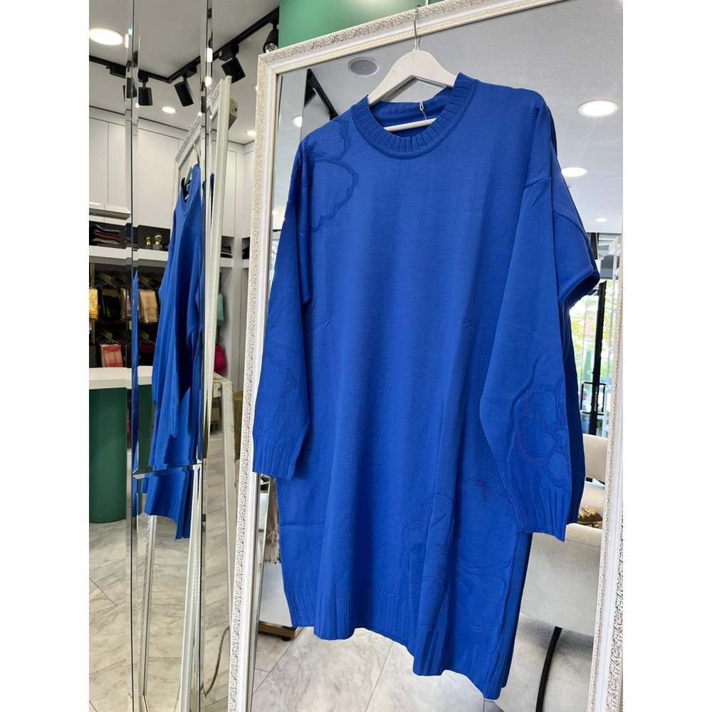 ADN MERSERİZE ÇİÇEKLİ TUNİK - MAVİ - 1