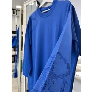 ADN MERSERİZE ÇİÇEKLİ TUNİK - MAVİ - 1