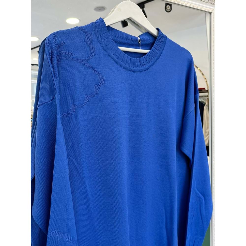 ADN MERSERİZE ÇİÇEKLİ TUNİK - MAVİ - 1