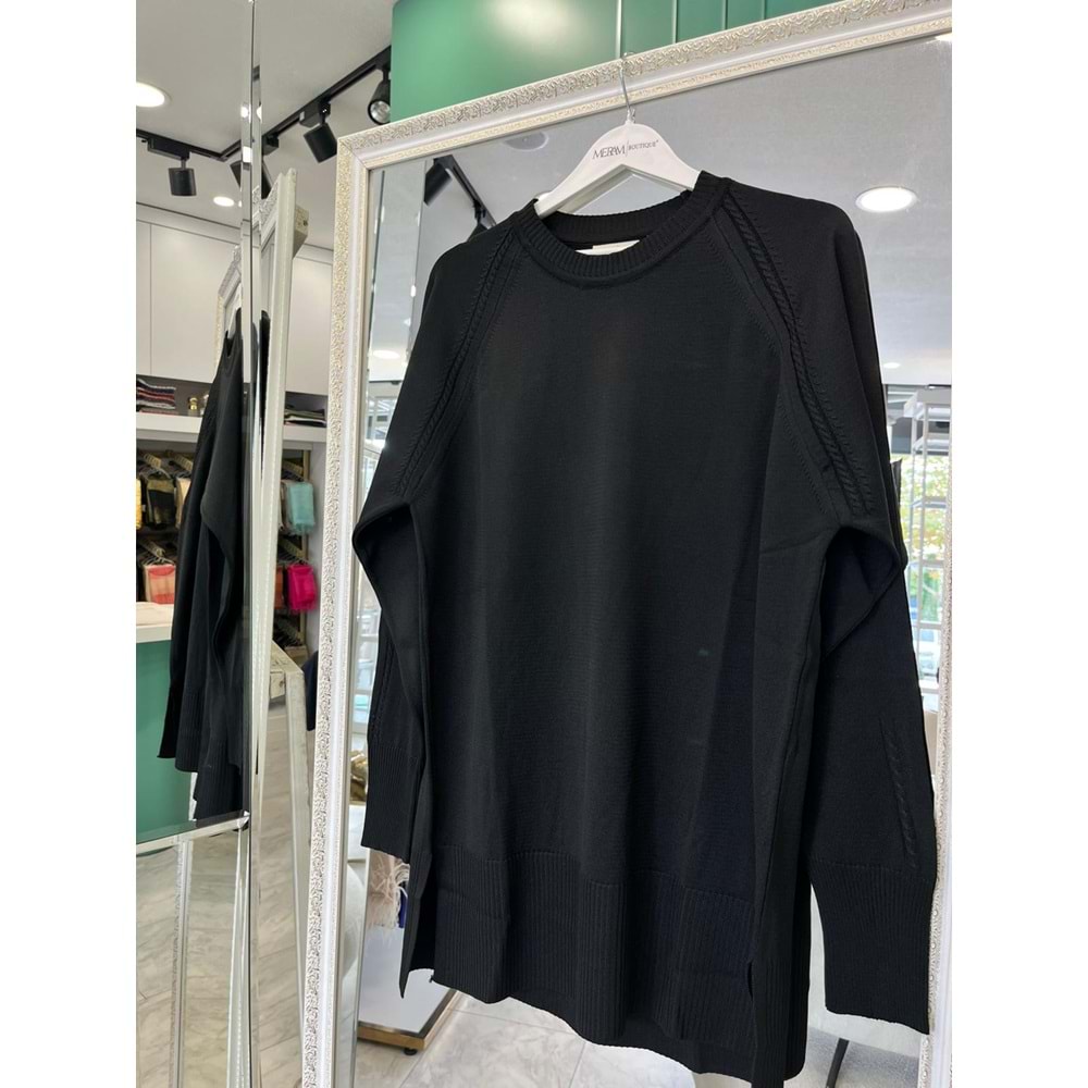 ADN MERSERİZE TUNİK SAÇ ÖRGÜLÜ - SİYAH - 1