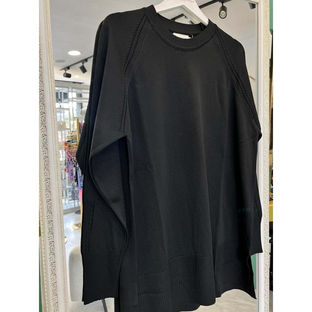 ADN MERSERİZE TUNİK SAÇ ÖRGÜLÜ - SİYAH - 1