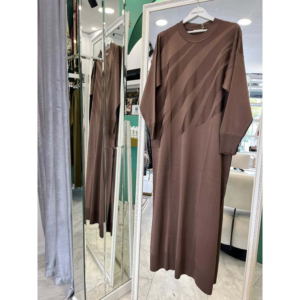 ADN MERSERİZE VEREV ELBİSE - KAHVERENGİ - 2