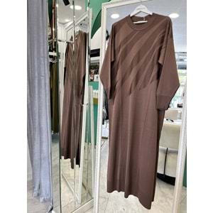 ADN MERSERİZE VEREV ELBİSE - KAHVERENGİ - 2