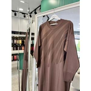 ADN MERSERİZE VEREV ELBİSE - KAHVERENGİ - 2