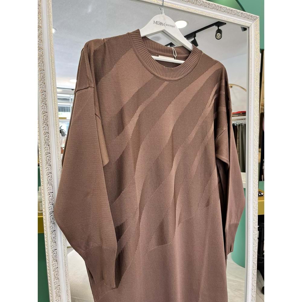 ADN MERSERİZE VEREV ELBİSE - KAHVERENGİ - 2