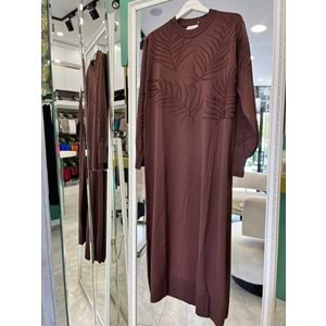 ADN MERSERİZE PALMİYE ELBİSE - ACI KAHVE - 2