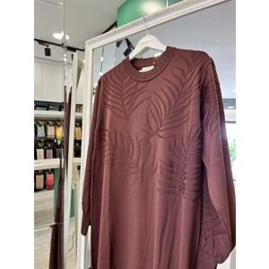 ADN MERSERİZE PALMİYE ELBİSE - ACI KAHVE - 2