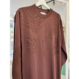 ADN MERSERİZE PALMİYE ELBİSE - ACI KAHVE - 2