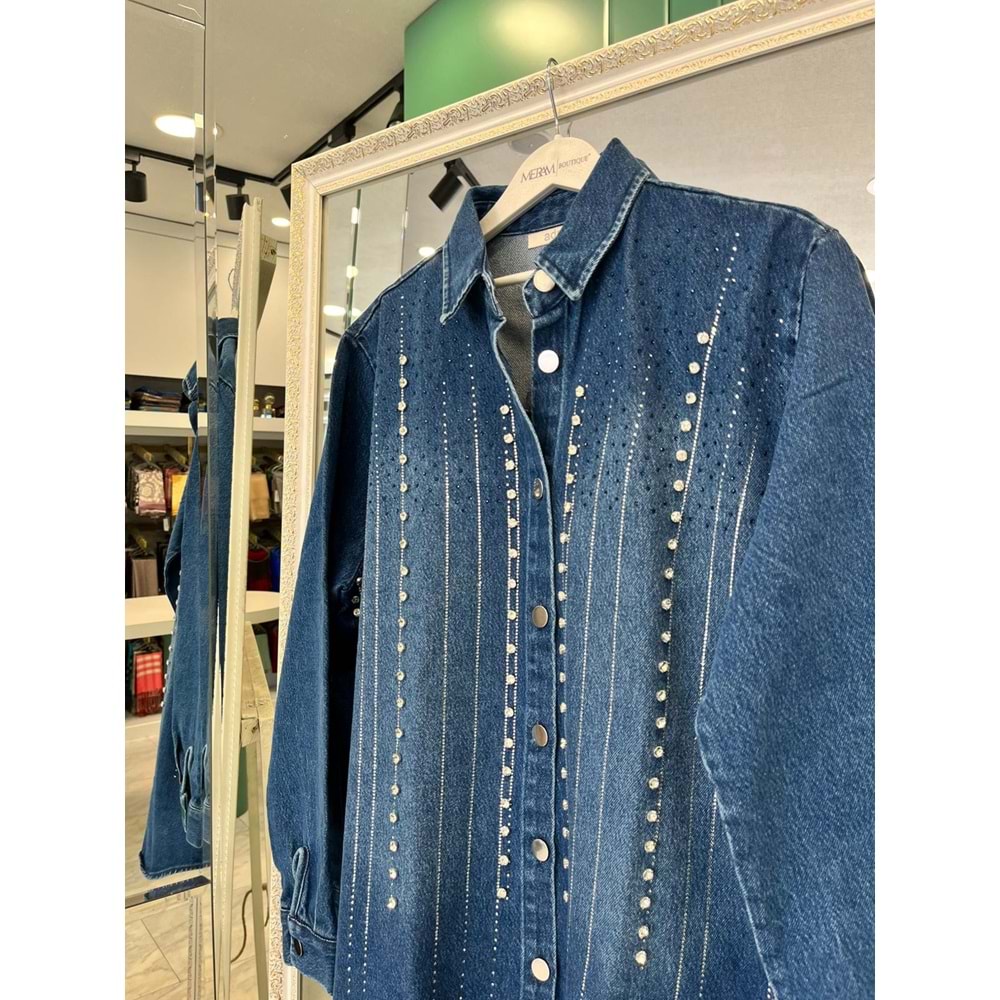 ADN TAŞLI KOT GÖMLEK - LACİVERT - STANDART