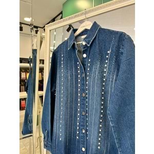 ADN TAŞLI KOT GÖMLEK - LACİVERT - STANDART