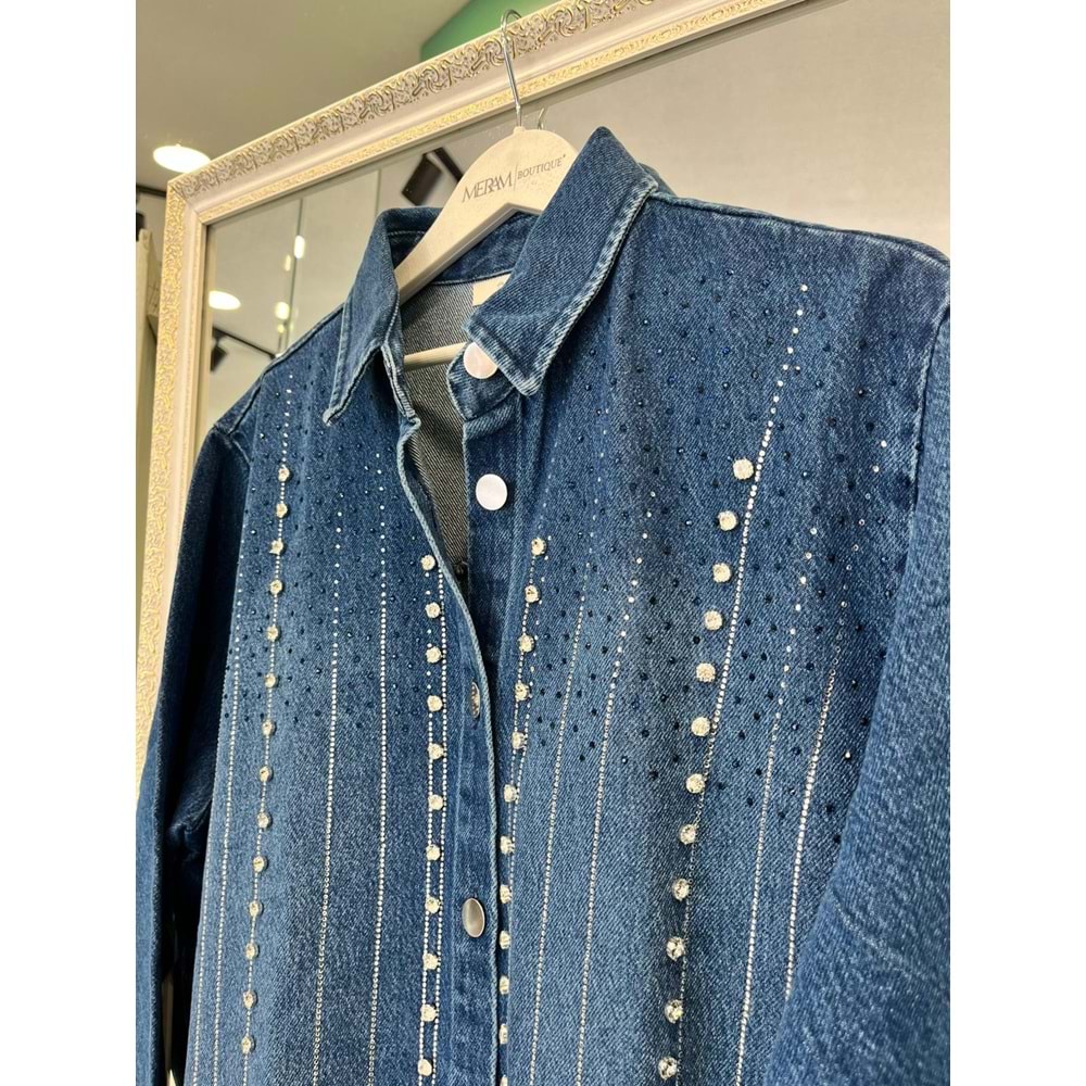 ADN TAŞLI KOT GÖMLEK - LACİVERT - STANDART