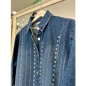 ADN TAŞLI KOT GÖMLEK - LACİVERT - STANDART