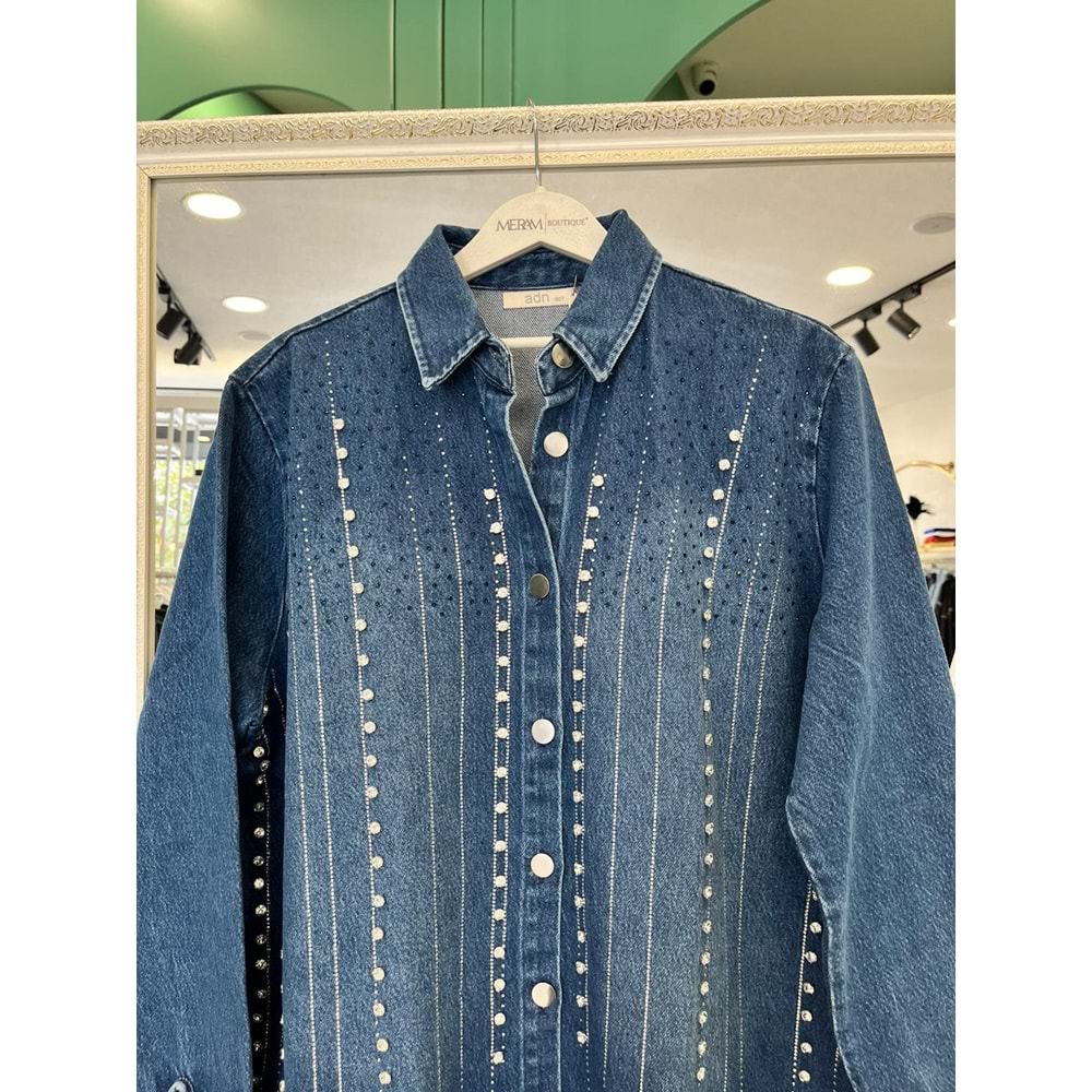 ADN TAŞLI KOT GÖMLEK - LACİVERT - STANDART