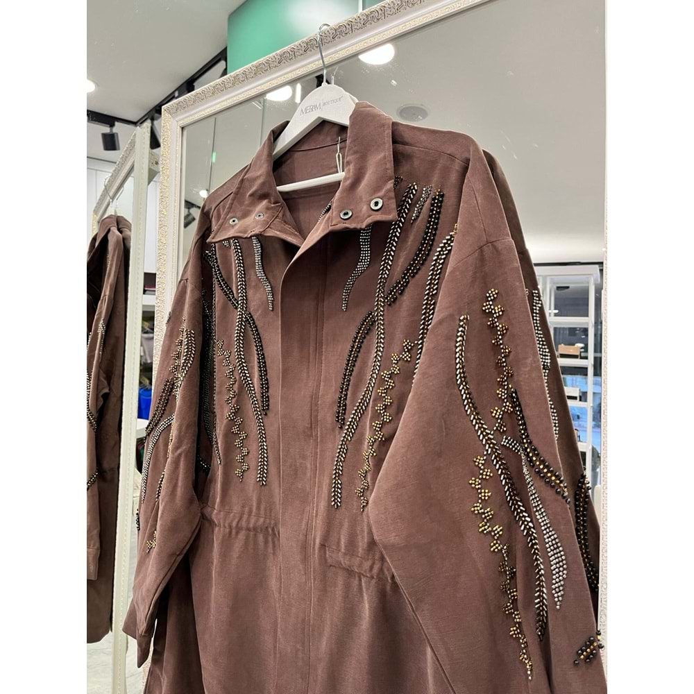 ADN TAŞLI CEKET CUPRA KARIŞIMLI - ACI KAHVE - 2