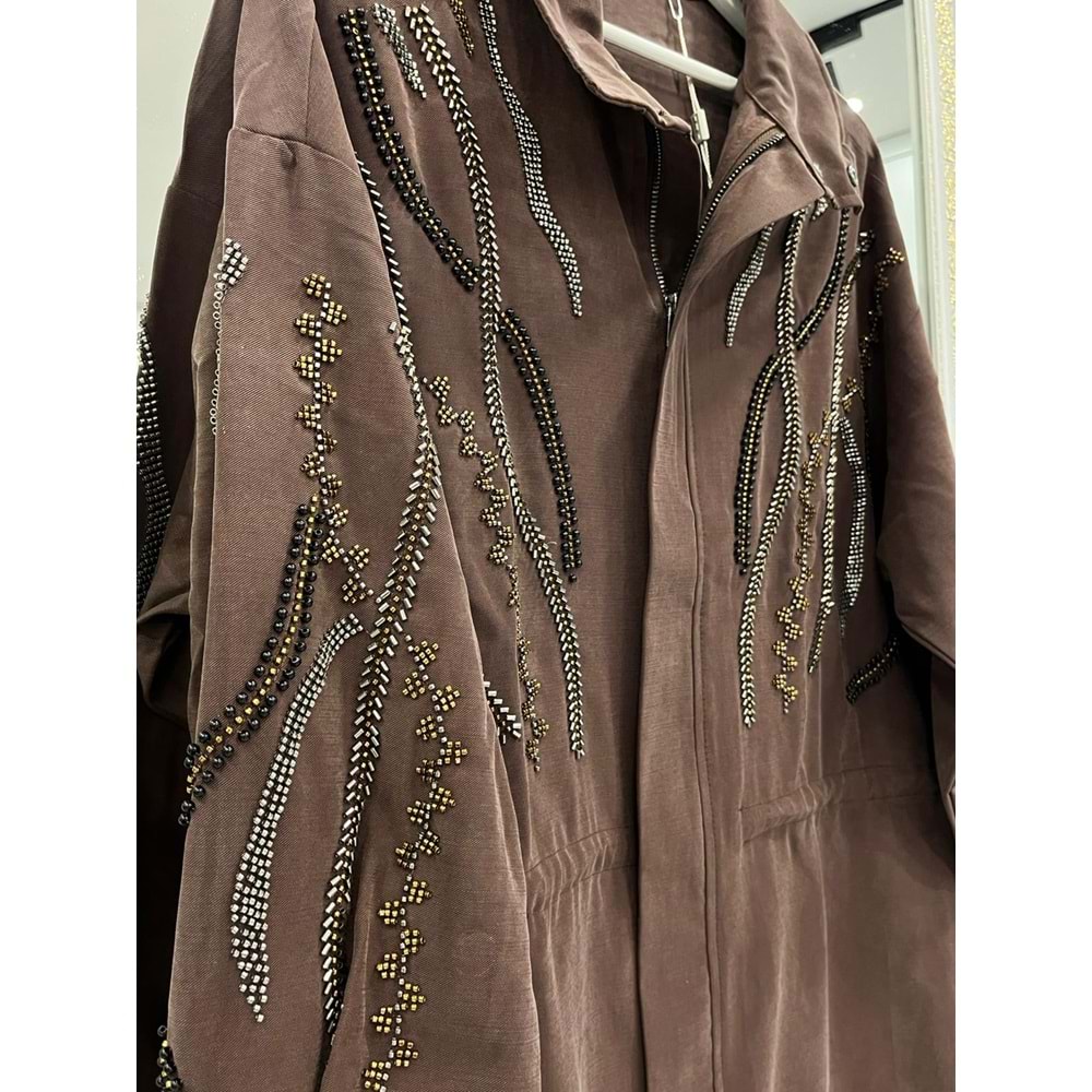 ADN TAŞLI CEKET CUPRA KARIŞIMLI - ACI KAHVE - 2