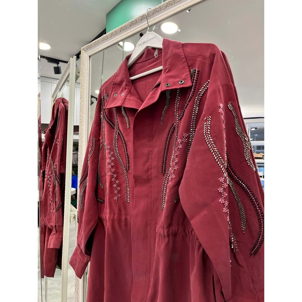 ADN TAŞLI CEKET CUPRA KARIŞIMLI - VİŞNE ÇÜRÜĞÜ - 1