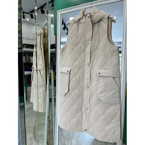 NURGÜN ŞİŞME YELEK - TAŞ - 48