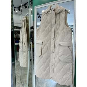 NURGÜN ŞİŞME YELEK - TAŞ - 50