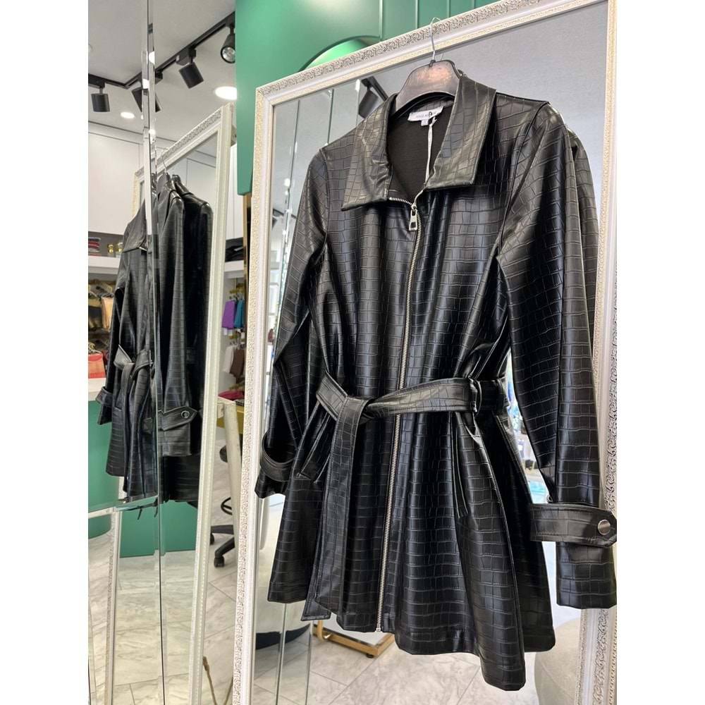 HALE MYSTİQUE DERİ CEKET - SİYAH - 2