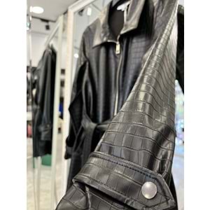 HALE MYSTİQUE DERİ CEKET - SİYAH - 2